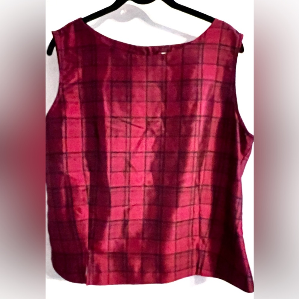 Vintage Giorgio Fiorliri Women's Red Plaid Vest-Button‎ Top-Size Large - Picture 3 of 6